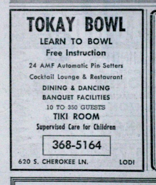 Tokay Bowl Tiki Room Lodi Ca Other Central Lodi Phone Book 1966