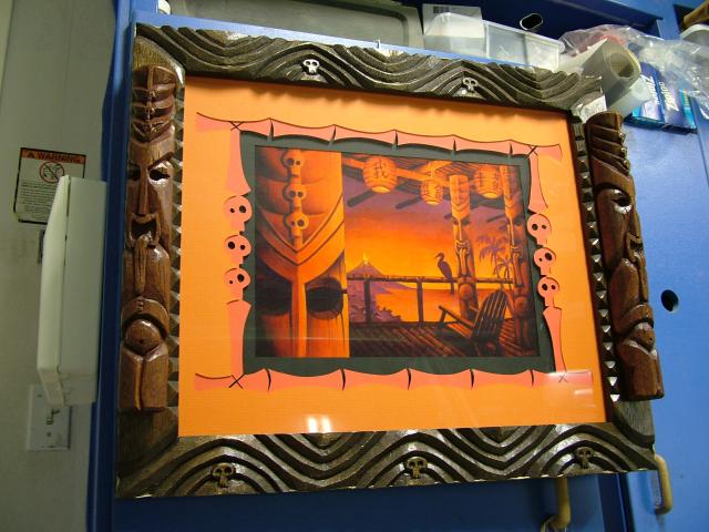 Monkeyman Frame For Heather Watts Art Tiki Central The Custom Frame Was Cut With A Side Channel So That Seagrass Braid Would Fit Flush And Be Super