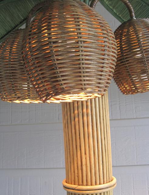 Rare Rattan Coco Palm Floor Lamp Tiki Central